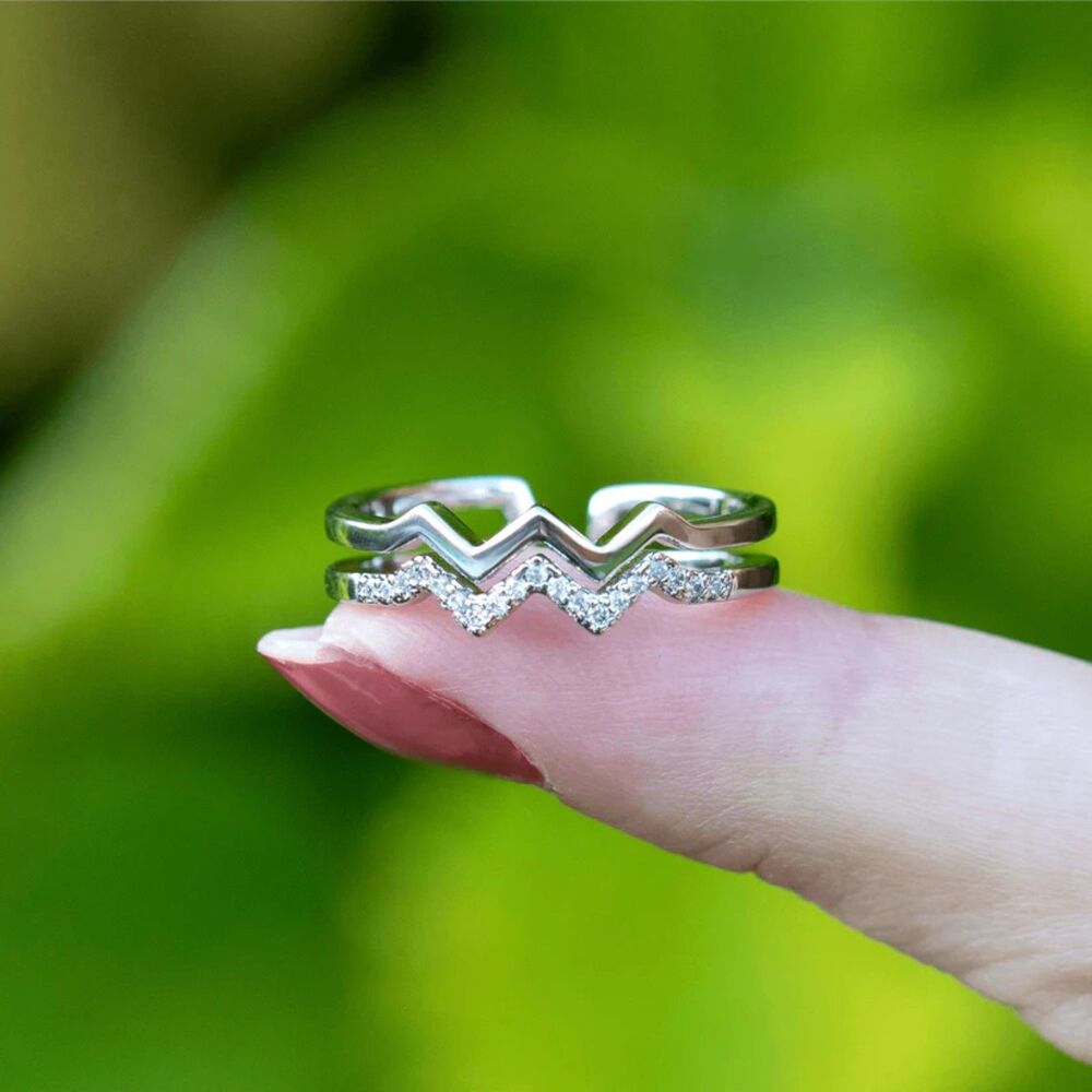 Hope Rings Sterling Silver Highs & Lows Adjustable Promise Ring NIB